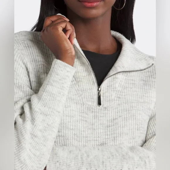 Quarter Zip Pointelle Sweater - Picture 4 of 9